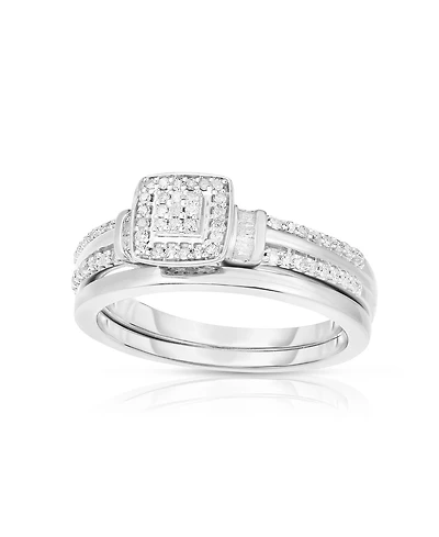Diamond Square Cluster Ring (1/4 ct. t.w.) 14k Gold-Plated Sterling Silver or