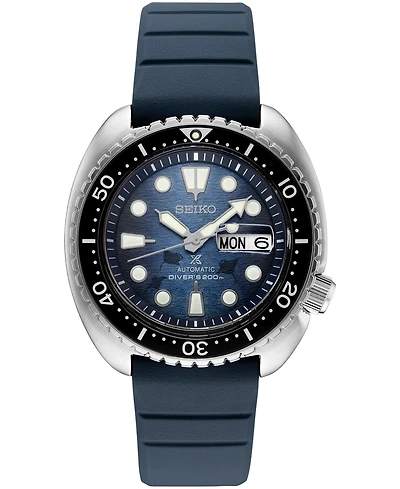 Seiko Men's Automatic Prospex Diver Dark Blue Silicone Strap Watch 45mm