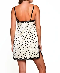 Women's Nadia Polka Dot Printed Chemise Trimmed Lace Lingerie