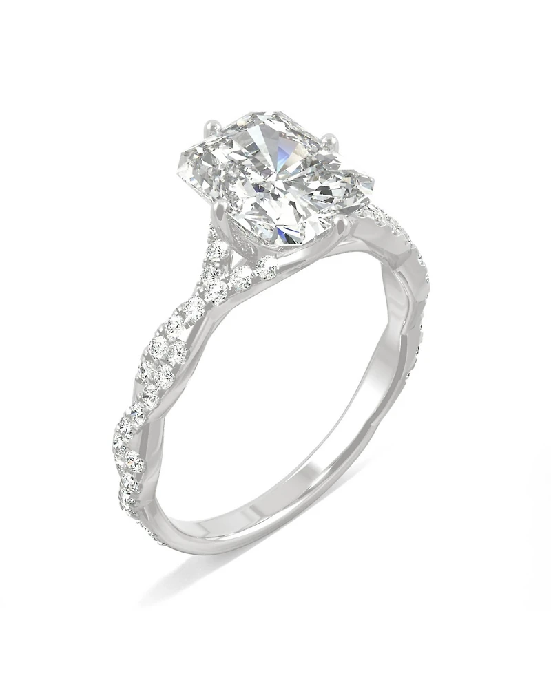 Moissanite Radiant Statement Ring 3-1/10 ct. t.w. Diamond Equivalent 14k White Gold