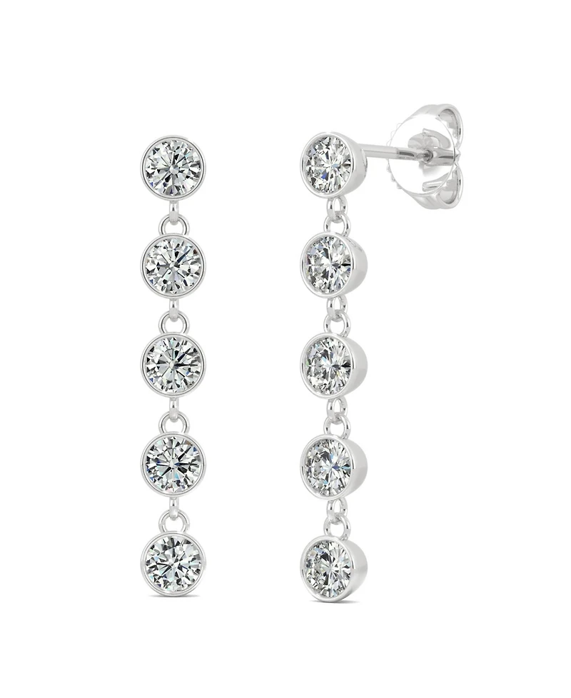 Moissanite Bezel Drop Earrings 1 ct. t.w. Diamond Equivalent in 14k White Gold