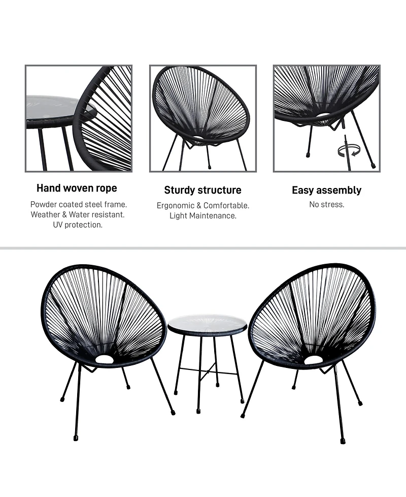 Sassio 3 Piece Conversation Patio Set
