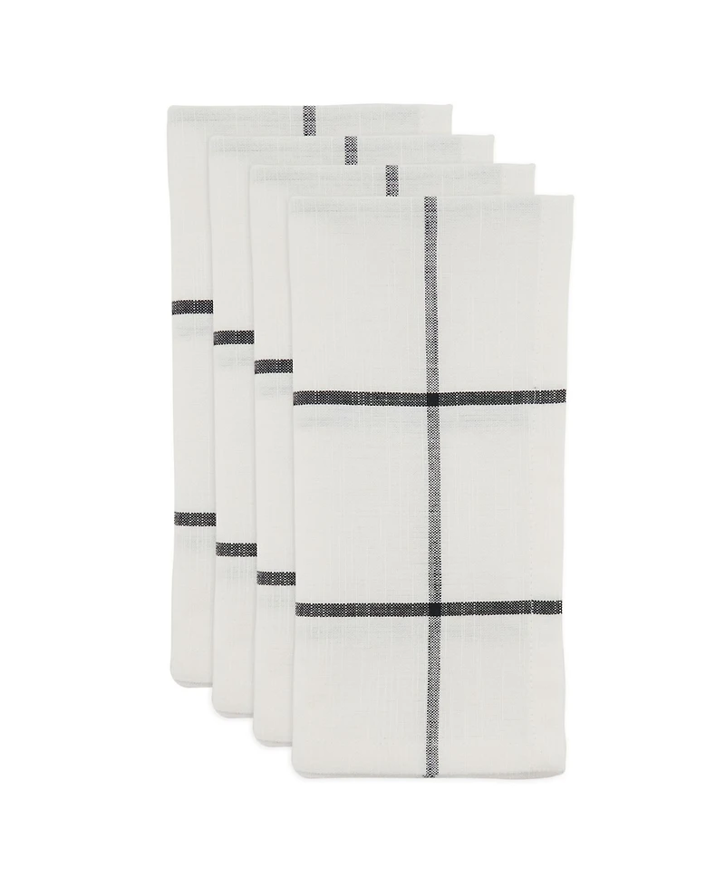 Saro Lifestyle Cotton Table Napkins with Simple Plaid Design, Set of 4, 20" x 20"