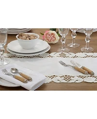 Saro Lifestyle Embroidered Table Runner with Floral Design, 68" x 16"