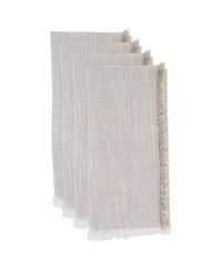 Saro Lifestyle Fringe Napkins with Two-Tone Design, Set of 4, 20" x 20"