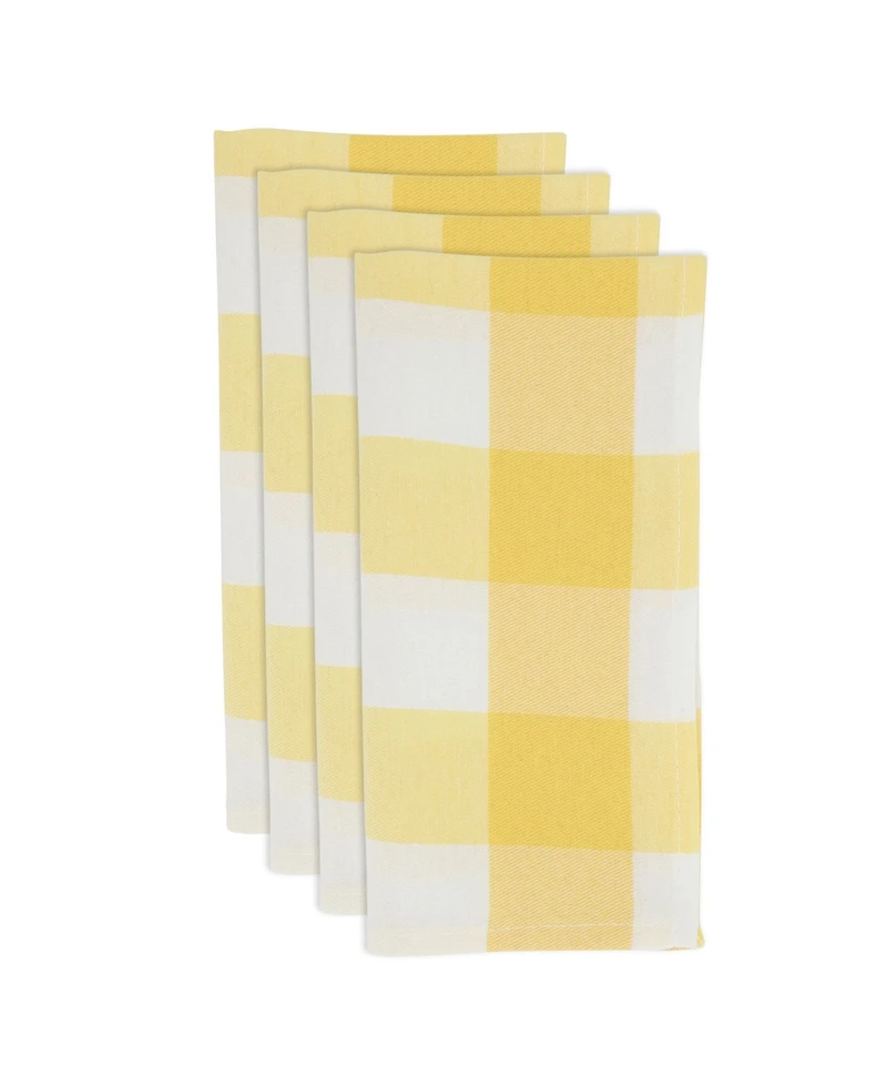 Saro Lifestyle Buffalo Plaid Check Pattern Design Cotton Napkins, Set of 4, 20" x 20"