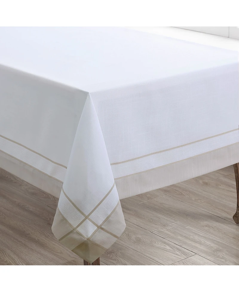Saro Lifestyle Casual Tablecloth with Banded Border Design