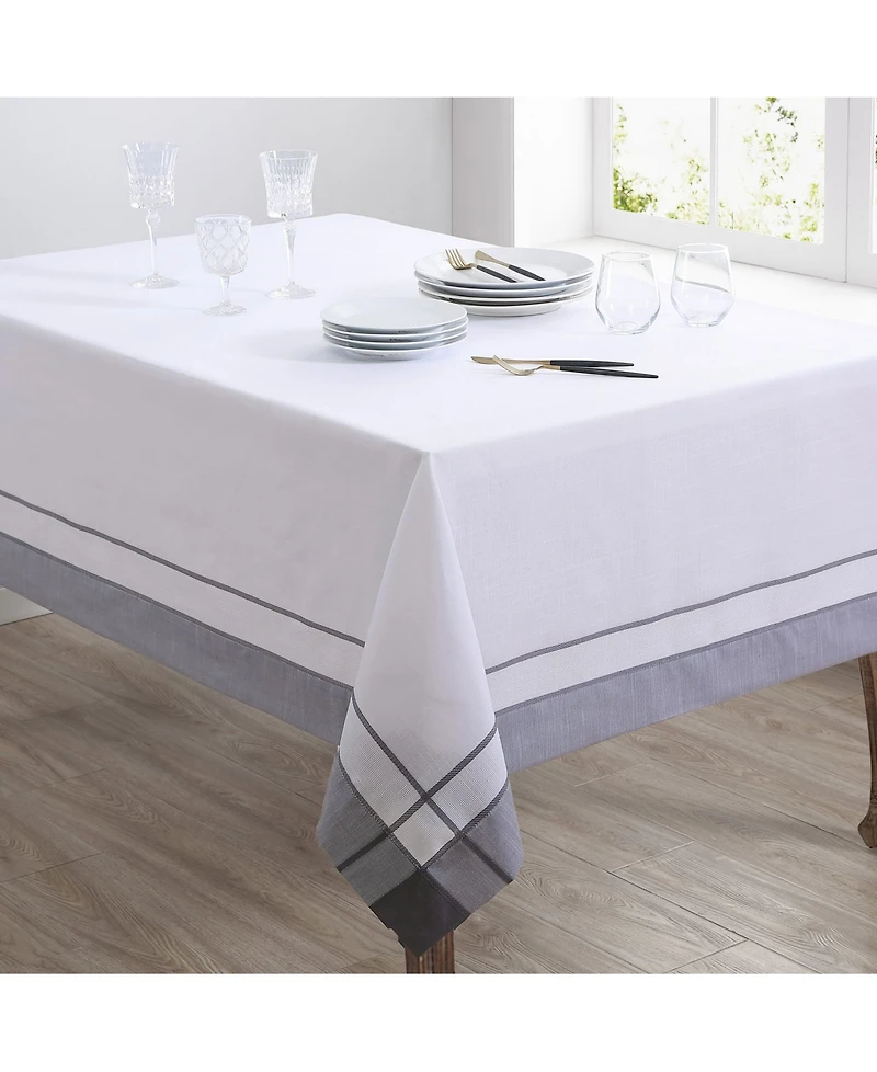 Saro Lifestyle Casual Tablecloth with Banded Border Design, 144" x 72"