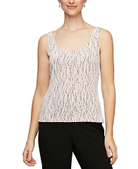 Alex Evenings Printed Piped 3/4-Sleeve Two-Piece Glitter Top & Jacket