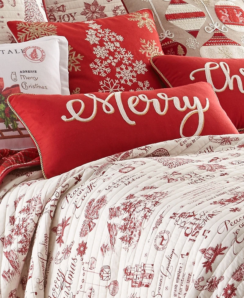 Levtex Yuletide Merry & Christmas Decorative Pillow, 12" x 24"