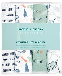 aden by aden + anais Baby Boys Printed Muslin Swaddles, Pack of 4