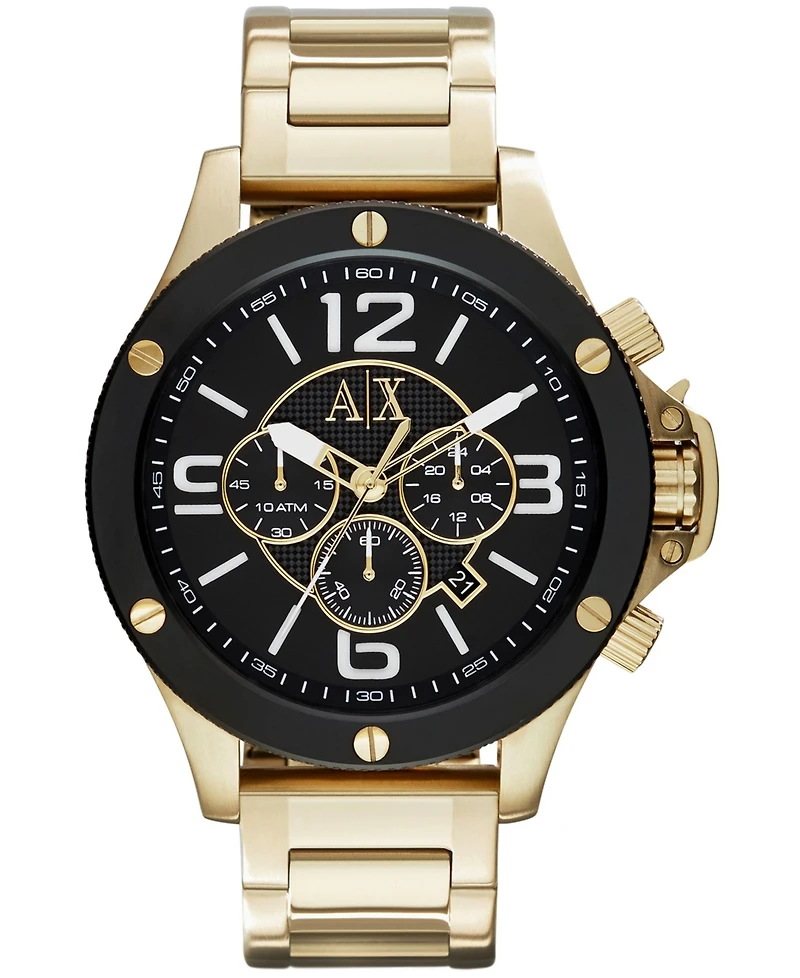 A|X Armani Exchange Men's Chronograph Gold Tone Stainless Steel Bracelet Watch 48mm