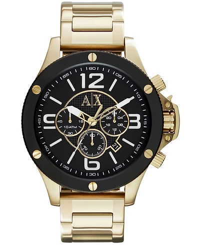 A|X Armani Exchange Men's Chronograph Gold Tone Stainless Steel Bracelet Watch 48mm