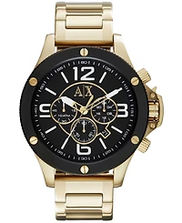A|X Armani Exchange Men's Chronograph Gold Tone Stainless Steel Bracelet Watch 48mm