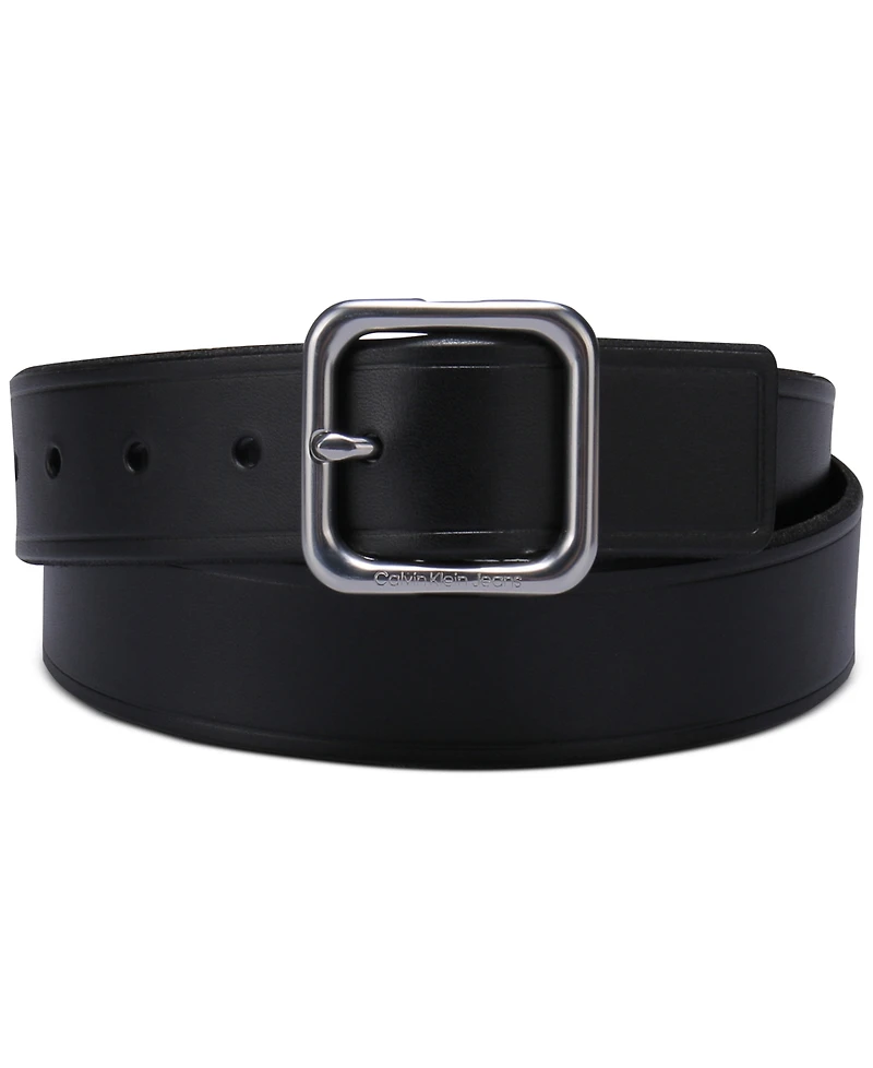 Calvin Klein Women's Square Center Bar Buckle Casual Leather Belt