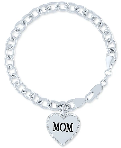 Diamond Mom Heart Charm Bracelet (1/10 ct. t.w.) in Sterling Silver