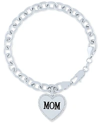 Diamond Mom Heart Charm Bracelet (1/10 ct. t.w.) in Sterling Silver