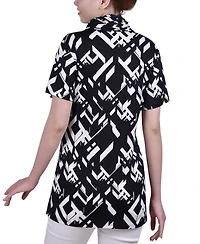 Ny Collection Petite Printed Adjustable Face-Covering Top