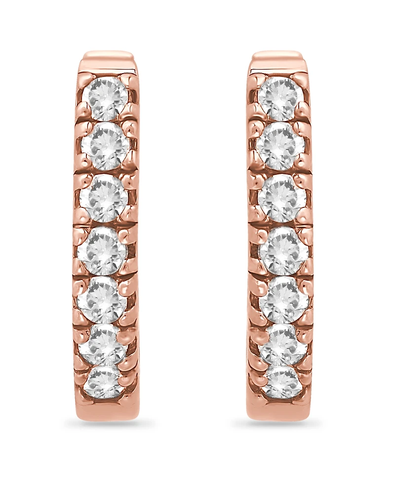 Cubic Zirconia Oval Huggie Hoop Earrings Sterling Silver