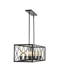 Galax 8-Light Adjustable Iron Farmhouse Industrial Led Dimmable Pendant