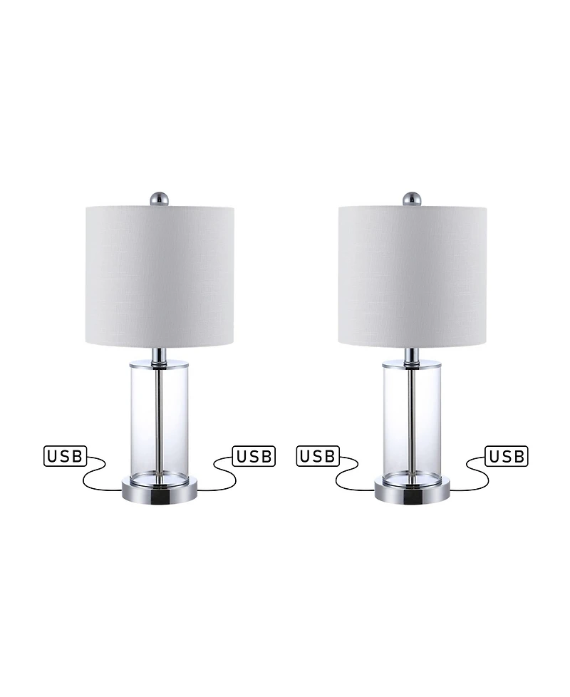 Abner Glass Modern Contemporary Usb Charging Led Table Lamp