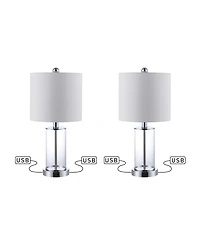 Abner Glass Modern Contemporary Usb Charging Led Table Lamp