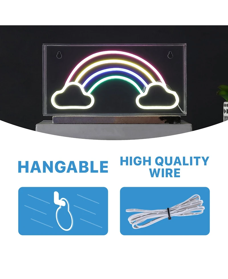 Rainhow Contemporary Glam Acrylic Box Usb Operated Led Neon Light