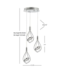 Orion 11.5" Adjustable Modern Integrated 3-Light Cluster Led Pendant