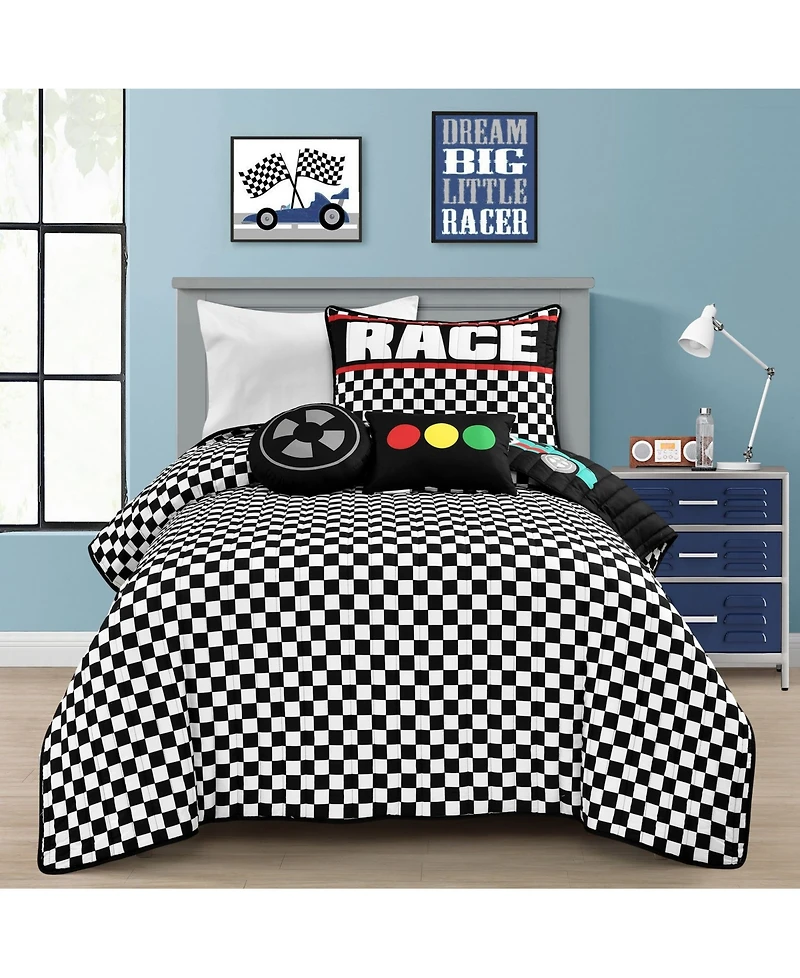 Lush Decor Kids Racing Cars 4-Pc. Quilt Set, Twin