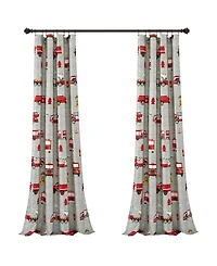 Lush Decor Kids Fire Truck Window Curtain Panels Set, 84" x 52"