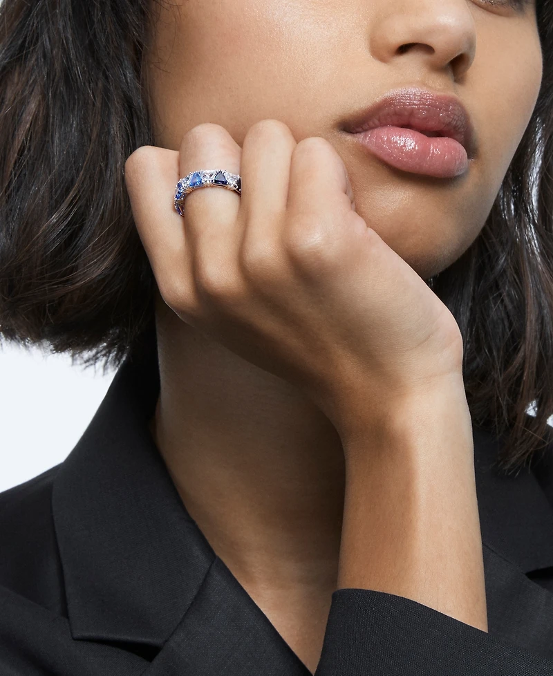 Swarovski Silver-Tone Crystal Trillion Statement Ring