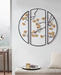 Madison Park Gold-Tone Gingko Leaves 3 Piece Metal Wall Decor Set, 14.6" x 35.4"