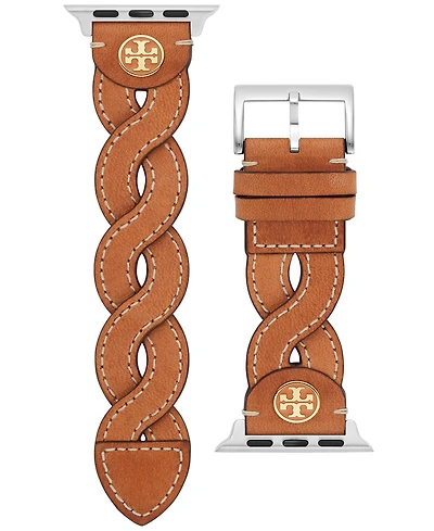 Tory Burch Women's Luggage Braided Leather Band for Apple Watch 38mm/40mm