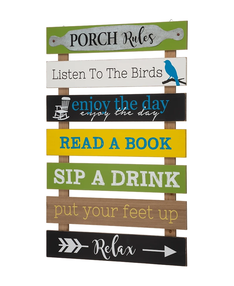 Glitzhome Oversized Rustic Slats Porch Rules Sign Wall Sign