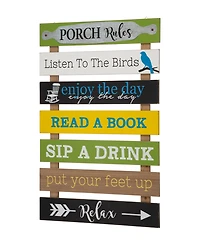 Glitzhome Oversized Rustic Slats Porch Rules Sign Wall Sign