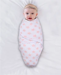 The Peanutshell Newborn Swaddles for Baby Girls, 3 Pack Set, Pink Floral Stars