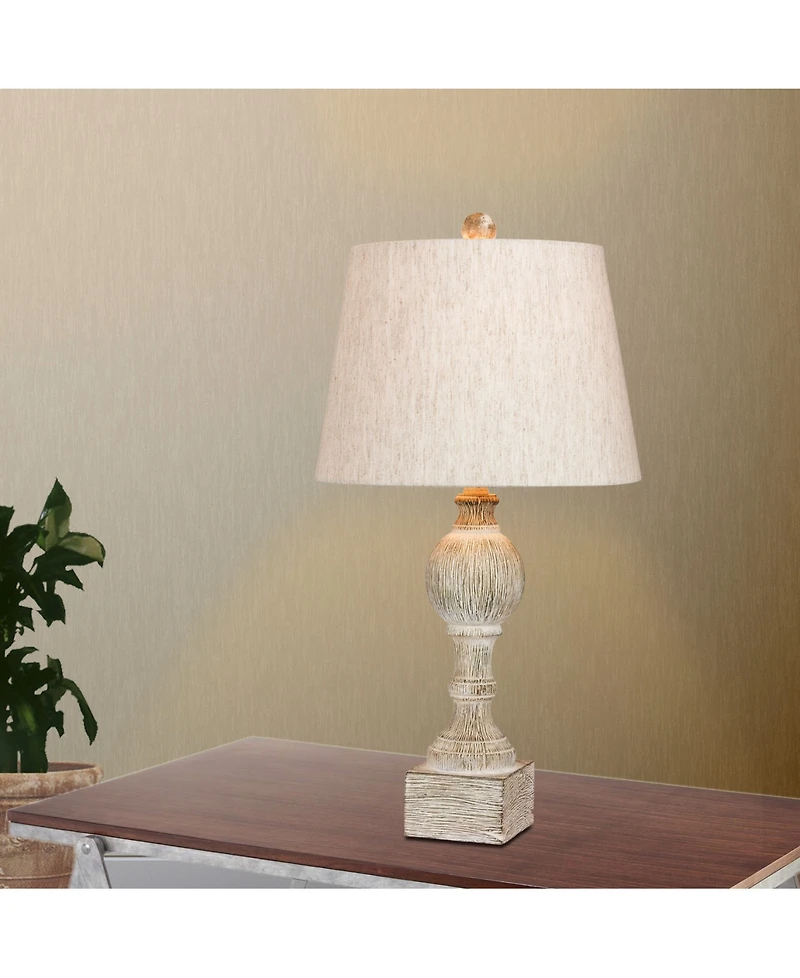 Fangio Lighting Distressed Sculpted Column Resin Table Lamps, Set of 2