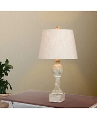 Fangio Lighting Distressed Sculpted Column Resin Table Lamps, Set of 2