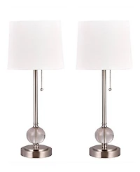Fangio Lighting Crystal Table Lamps with Usb Port, Set of 2