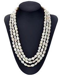 Baroque Cultured Freshwater Pearl (8-9mm) Triple Row 16"-18" Collar Necklace (Also in Black Baroque Cultured Freshwater Pearl)