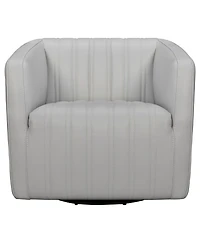 Aries Genuine Leather Swivel Barrel Chair