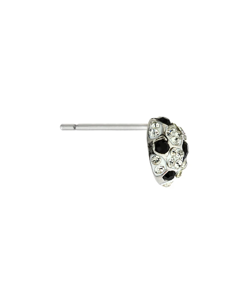 Crystal Pave Soccer Ball Stud Earrings in Sterling Silver