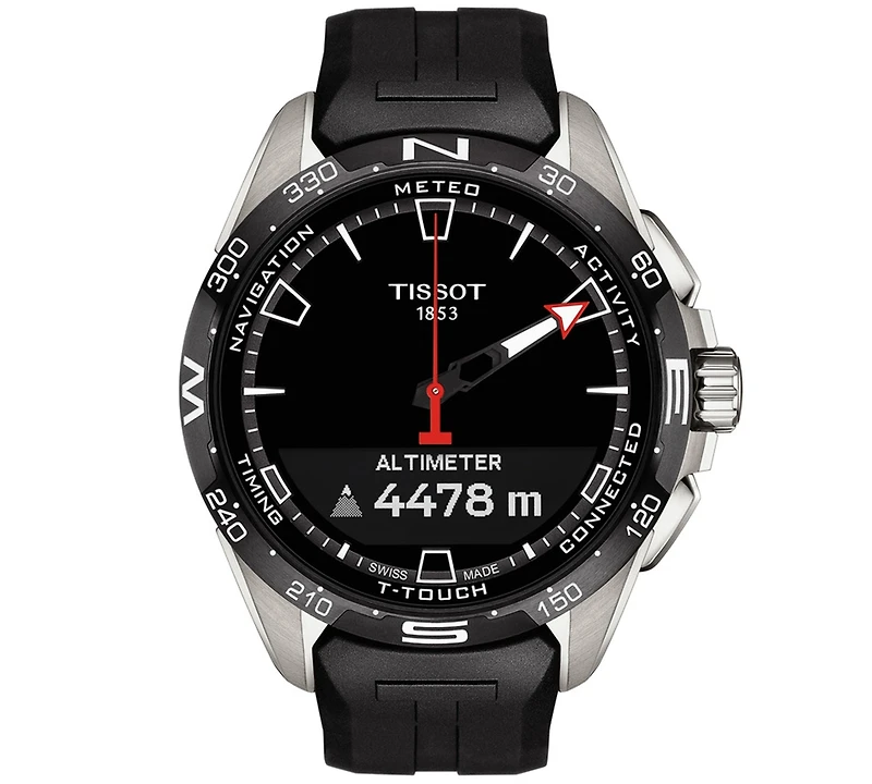 Tissot Men's Swiss T-Touch Connect Solar Black Rubber Strap Smart Watch 48mm