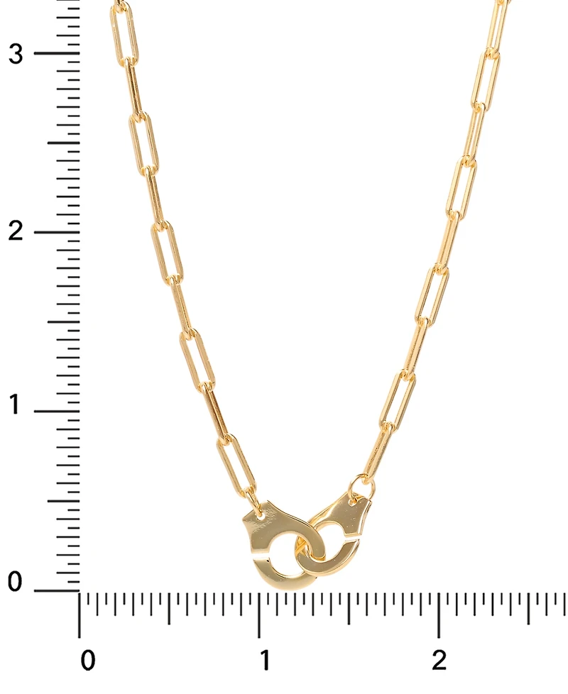 Giani Bernini Handcuff Paperclip Link Pendant Necklace in 18k Gold-Plated Sterling Silver, 16" + 2" extender, Created for Macy's
