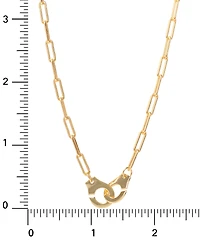 Giani Bernini Handcuff Paperclip Link Pendant Necklace in 18k Gold-Plated Sterling Silver, 16" + 2" extender, Created for Macy's
