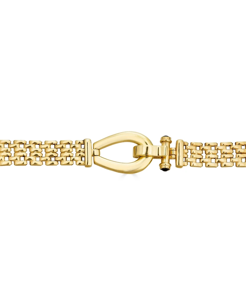 Black Spinel Horseshoe Clasp Panther 17" Collar Necklace in 14k Gold-Plated Sterling Silver