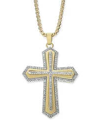 Men's Diamond Cross 22" Pendant Necklace (1/2 ct. t.w.) in 18k Gold-Plated Sterling Silver