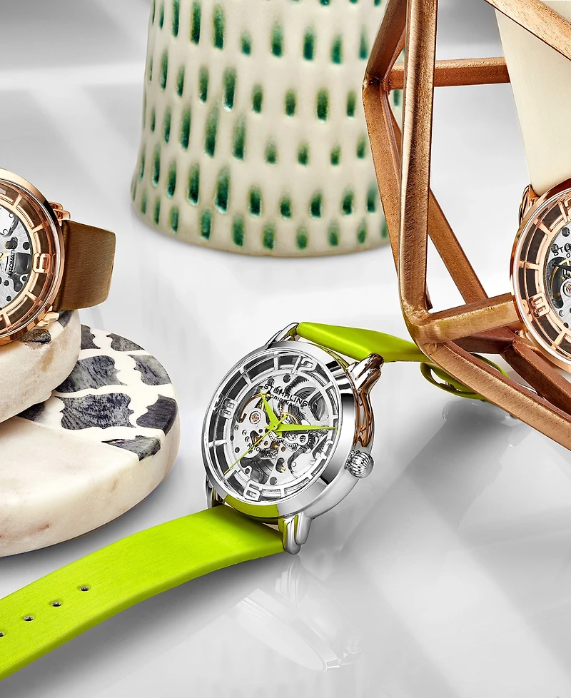 Women's Automatic Beige Genuine Leather Strap Watch 40mm
