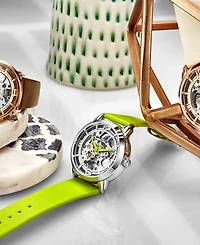 Women's Automatic Beige Genuine Leather Strap Watch 40mm