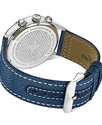 Men's Chrono Dark Blue Canvas with Light Blue Contrast Stitching Strap Watch 42mm